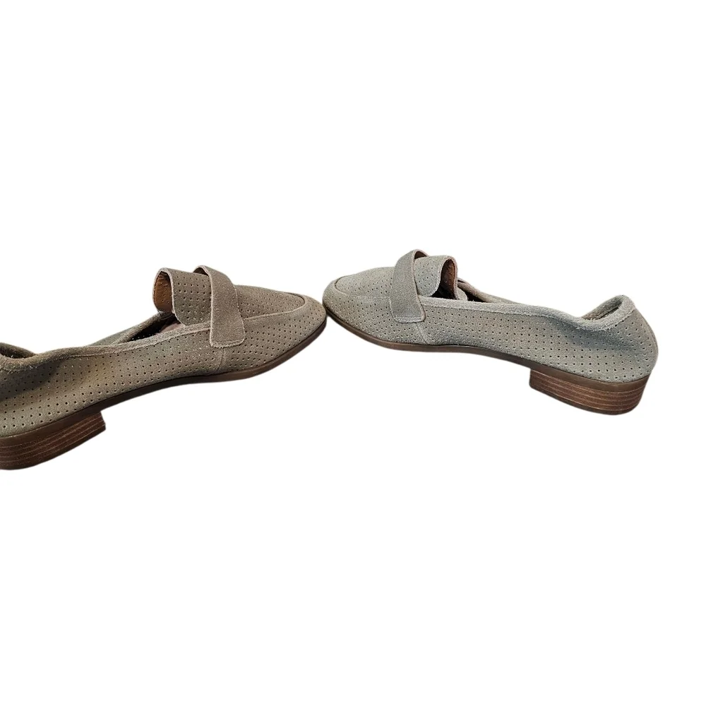 Lucky Brand Cavie Eyelet Slip On Loafer Suede Leather Olive Green